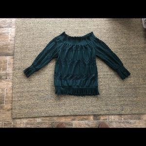 Anthropologie Deletta off shoulder elastic green blouse